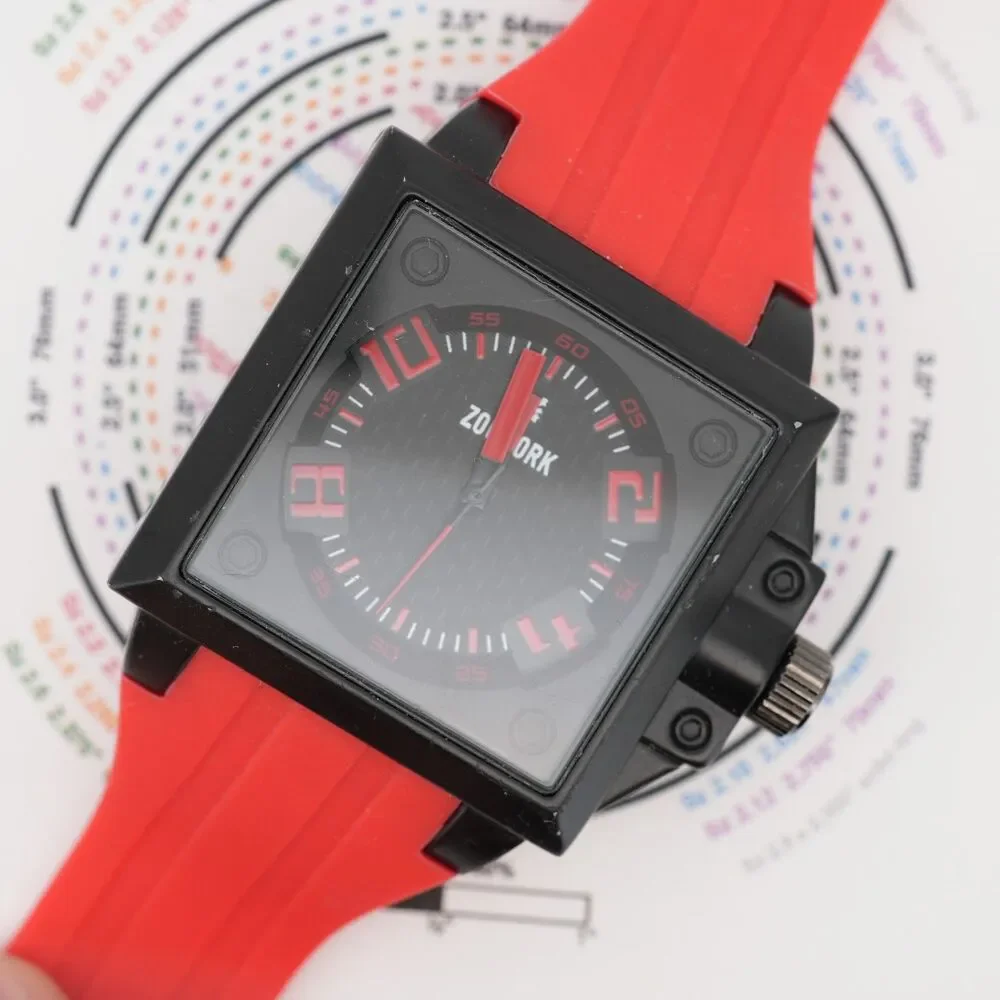 Zoo York ZY1263 Red Black Oversized Quartz Watch 45mm New Battery Cleaned